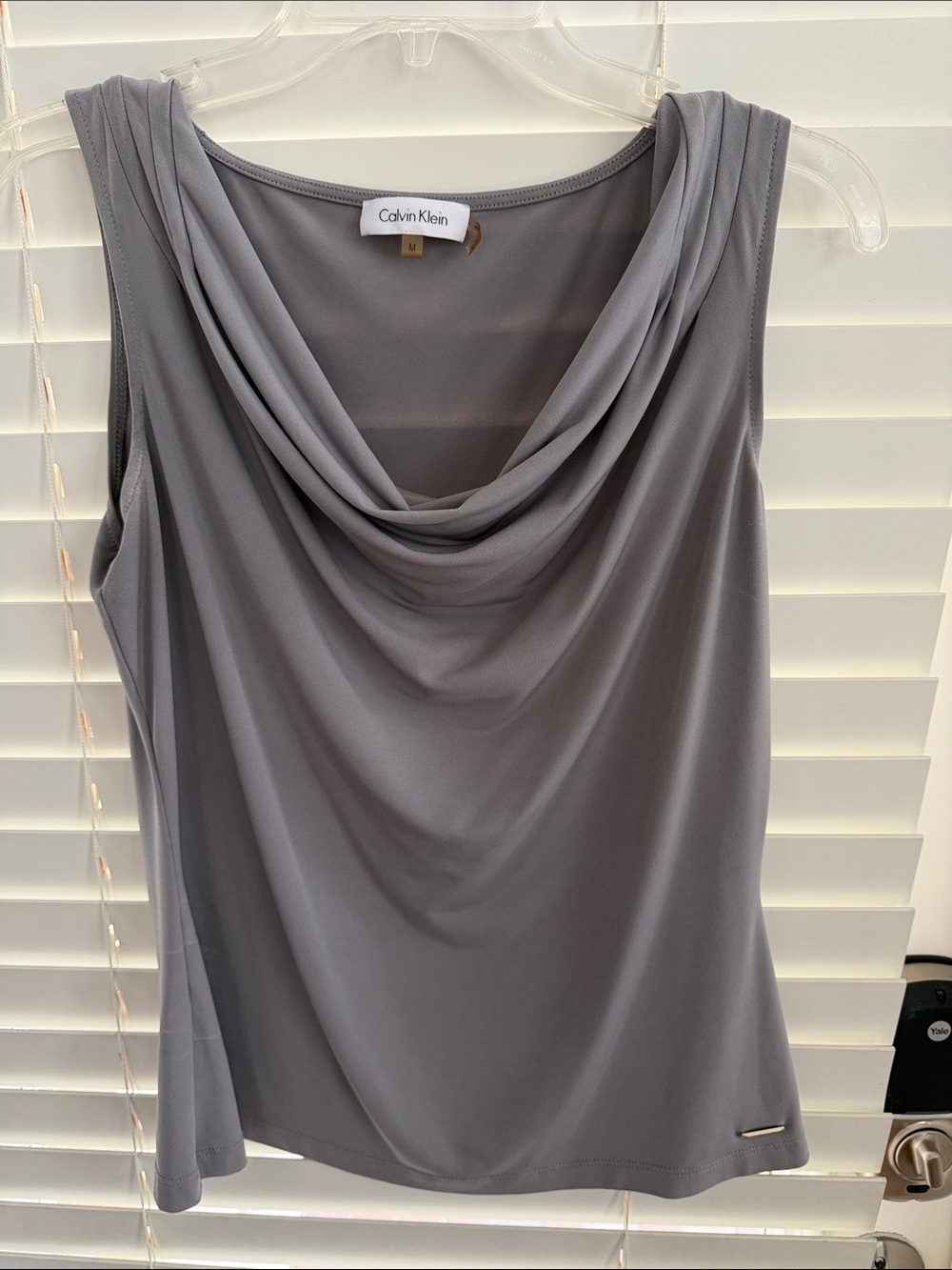 Calvin Klein Gray Draped Sleeveless Top Size Medium